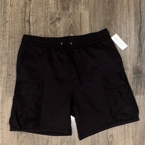 PacSun Fleece Black Cargo Shorts
